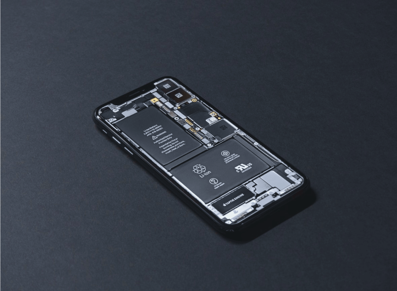 iPhone with interiors exposed